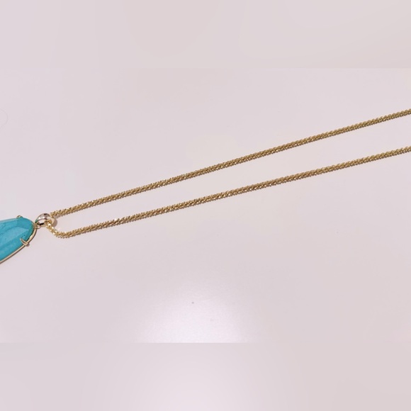 KENDRA SCOTT Sandra Long Gold Necklace w Turquoise Stone Pendant - Picture 4 of 8